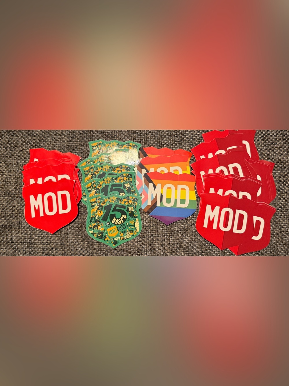 MOD pizza variety of stickers. New.